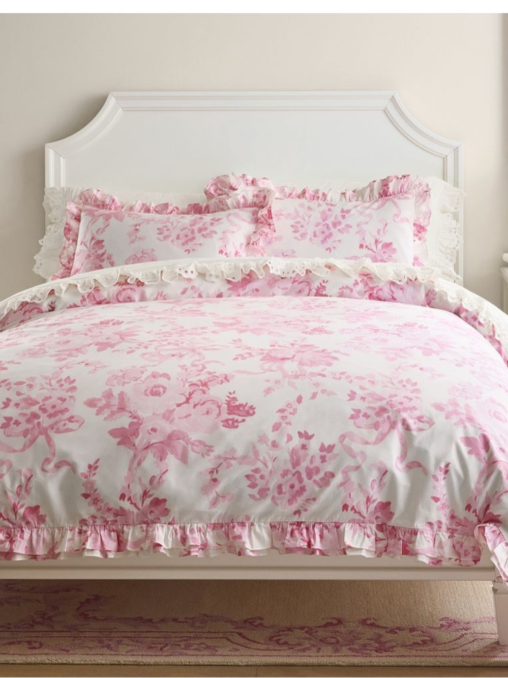 New Pottery Barn LoveShackFancy Damask Ruffle Duvet Cover size Full/Queen
